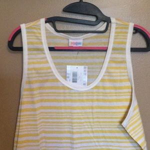 New with Tags Lularoe 2x Tank top in white and yellow stripes